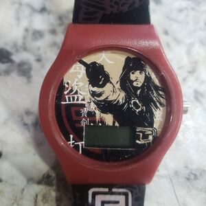 Disney Pirates of the Caribbean Jack Sparrow Digital Watch Red Black PIR021G